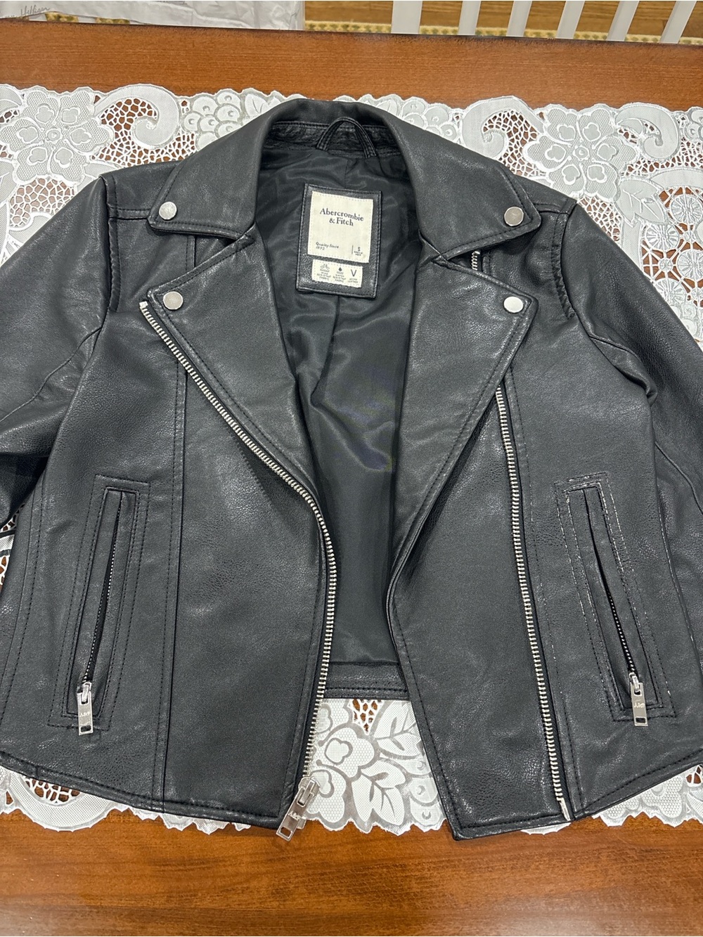 Abercrombie & Fitch Black Faux Leather Moto Jacket